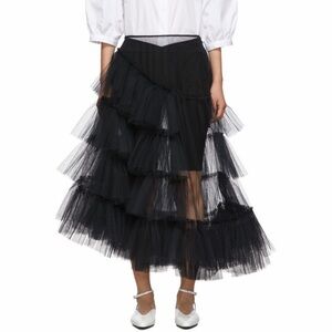 Simone Rocha Black Asymmetrical Tiered Skirt
